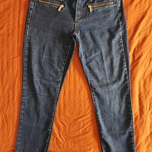 Michael Kors Dark Blue Skinny Jeans with Gold Accents